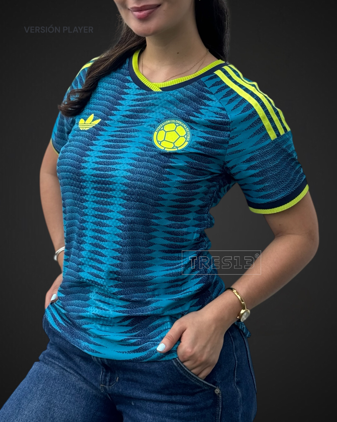 CAMISETA MUJER COLOMBIA VISITANTE TIPO PLAYER